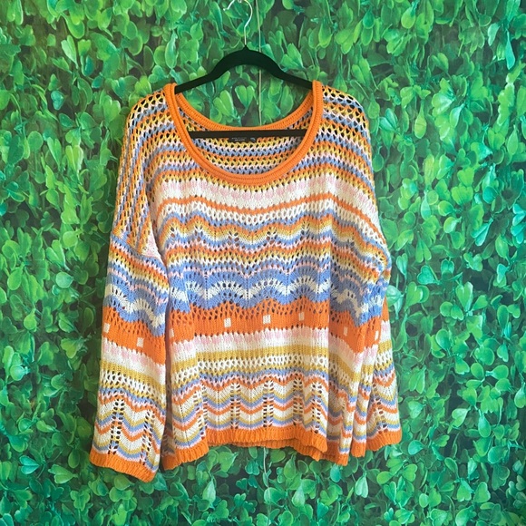 SHEIN Sweaters - Shein - Colorful Crochet Knit Sweater(curvy size)